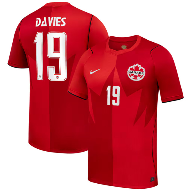 Men's Canada #19 Alphonso Davies 2026 Red Home Soccer Jersey